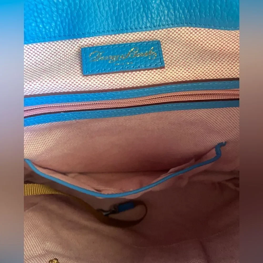 Dooney & Bourke Blue  Pebble Grain Leather Large  Logo Lock Sac